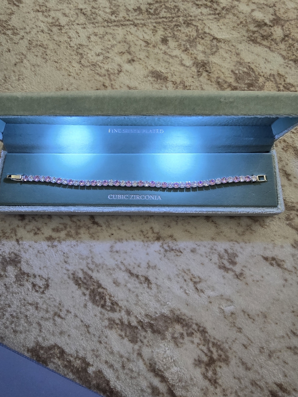 Cubic Zirconia Pink Tennis Bracelet - Fine Silver Plated